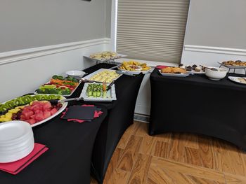 High angle view of food on table