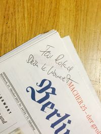 Close-up of text written on paper