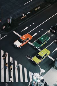High angle view of vehicles on road