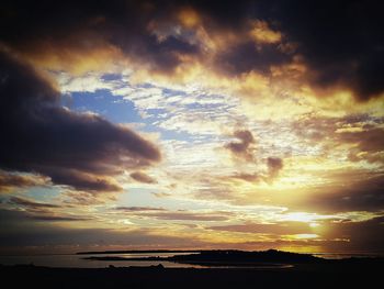 Scenic view of sea against cloudy sky