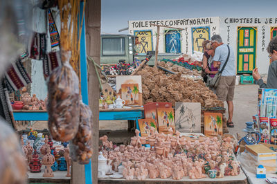 Various displayed for sale at market stall