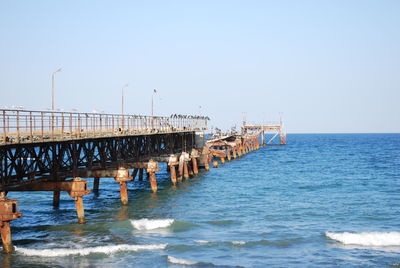 Scenic view of sea against clear sky