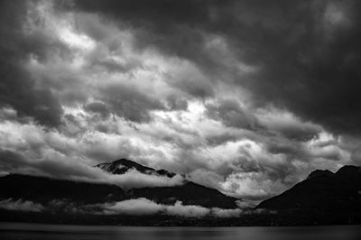 Scenic view of sea against cloudy sky