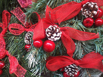 High angle view of christmas decoration on tree