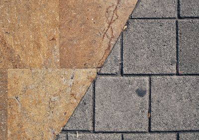 High angle view of stone wall