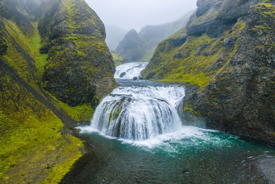 Scenic view of waterfall