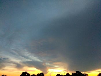 Low angle view of silhouette trees against sky