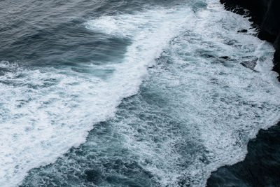 Amazing view of the stormy indian ocean with white foam and waves. beauty of nature. top view