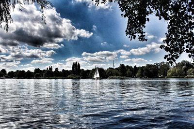 Scenic view of lake against sky