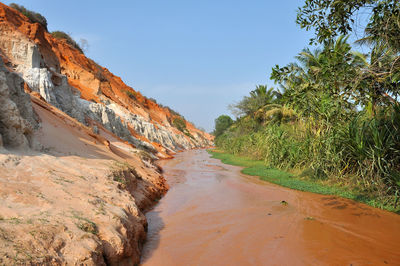 Fairy stream in mui ne, vietnam. the small stream is the place where the desert meets the jungle