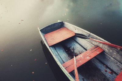 High angle view of old equipment on table