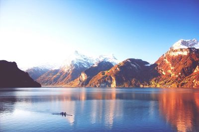 Scenic view of lake and mountains