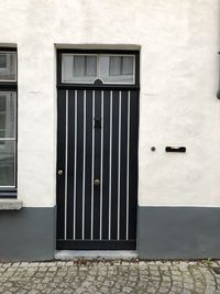 Closed door of building