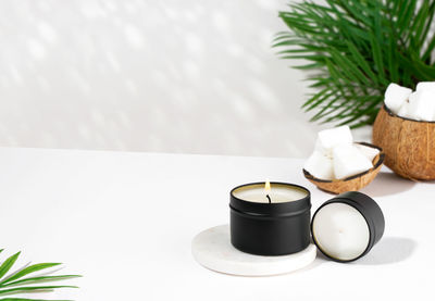 Close-up of christmas decorations on table