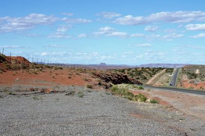 Road by mountain against sky