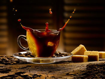 Close-up of coffee on table