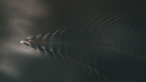 High angle view of boat on lake