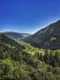 Scenic view of landscape against clear blue sky