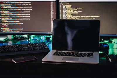 Close-up of computer keyboard on table