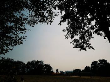 Silhouette trees against sky during sunset