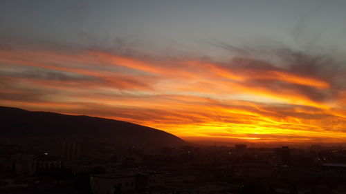 Sunset over city