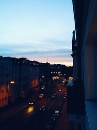 Road in city at sunset