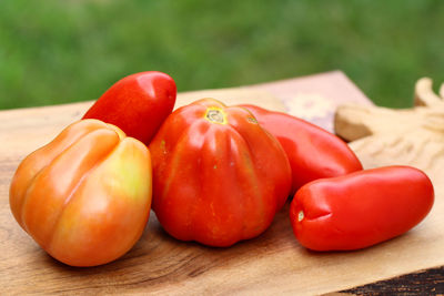 Close-up of tomatoes on table