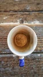 High angle view of coffee on table