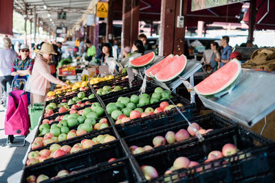 Various fruits for sale at market stall