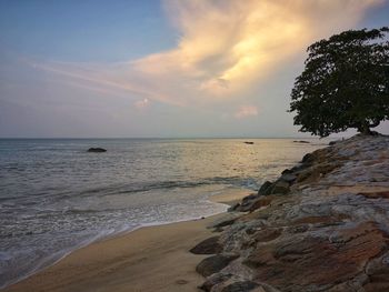Scenic view of sea against sky during sunset