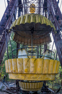 Low angle view of metallic structure against sky