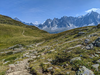 Scenic view of mountains against sky