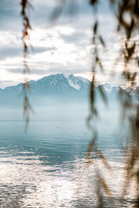 Scenic view of sea against sky during winter