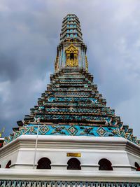 Low angle view of temple building against cloudy sky