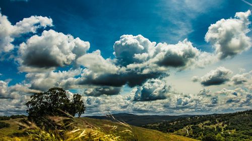 Scenic view of landscape against cloudy sky