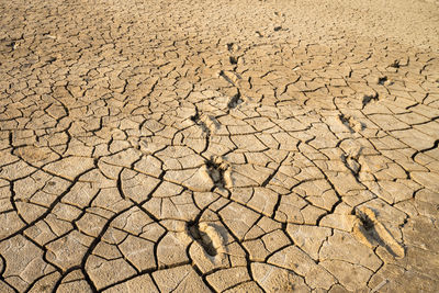 High angle view of cracked land