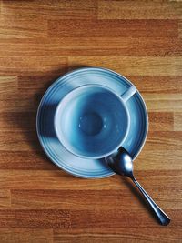 High angle view of coffee on table