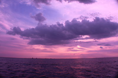 Scenic view of sea against sky at sunset