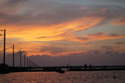 Scenic view of river against sky during sunset