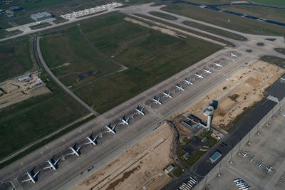 High angle view of airport runway