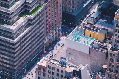 High angle view of buildings in city