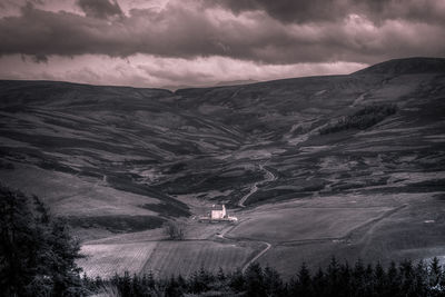 Scenic view of landscape against cloudy sky