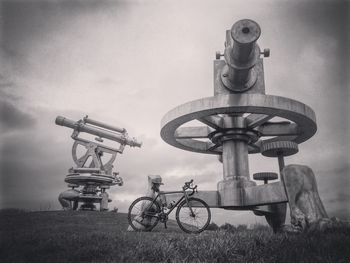 Bicycles against sky