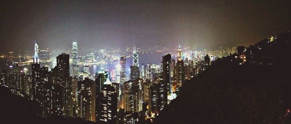 Illuminated cityscape at night