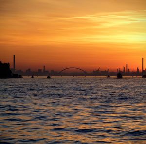 Scenic view of sea against sky during sunset