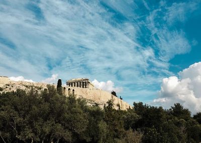 Low angle view of fort against sky