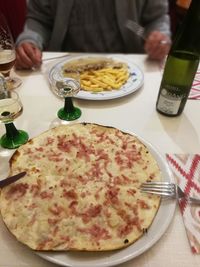 High angle view of food on table