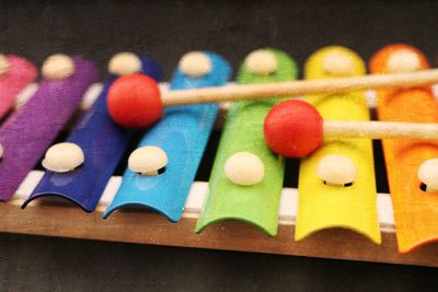 Close-up of multi colored xylophone
