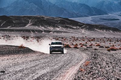 Car on road in desert