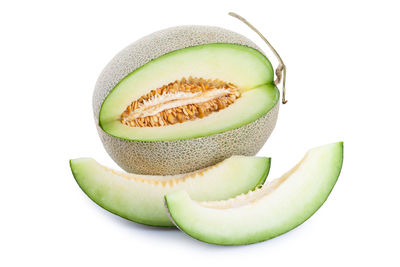 Close-up of banana against white background